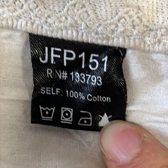 POL | Anthropologie Jeans Pol Ruffle Side Crochet Trim Mid Rise Cropped Gray M - Picture 10 of 12